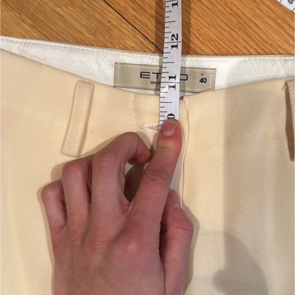 Etro Cream Wool Tailored Trousers Cuffed Hem High Rise Italy Quiet Luxury 40 - Picture 6 of 10